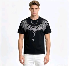 New Men Luxury Diamond Wings Rhinestones Fashion T-Shirt High Quality