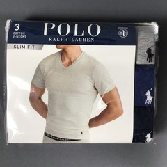 POLO RALPH LAUREN Men’s Slim Fit Cotton V-Neck Undershirt T-Shirt 3-Pack