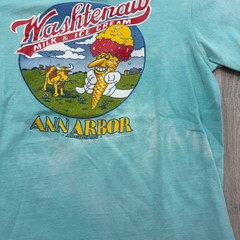 Vintage Washtenaw Milk & Ice Cream Ann Arbor Shirt Men’s Medium Teal Faded 80s