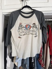 Vintage 1980 Grateful Dead Warfield Theatre Music Band Graphic Raglan Jersey M