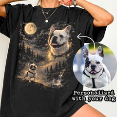Custom Pet Photo Shirt Personalized Dog Howling to the Moon Gift