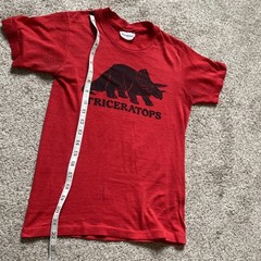 Vintage Steadman T Shirt Triceratops 1982 80s Xs Small Red Thin Baby Tee