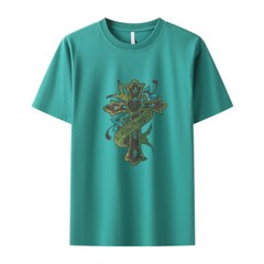 Fashion Trend Cross Hot Diamonds Rhinestones Black Summer Luxury Men T-Shirt