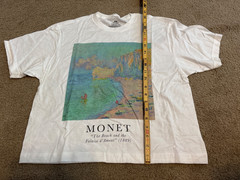 Monet The Beach and Falaise d’Amont 1889 Painting Shirt White Medium Cropped NEW