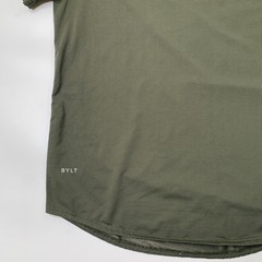 BYLT Shirt Mens L Large Army Green Pulse Drop Cut Short Sleeve Muscle Athletic