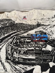 Vintage NASCAR Winston Cup 1991 Michigan Black & White All Over Print T-Shirt