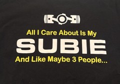 Subaru Short Sleeve T-Shirt size M – Black – NEW – All I Care About Is My Subie