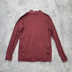 Eddie Bauer Shirt Mens Large Tall Red Cotton Mock Neck Casual Straight Hem