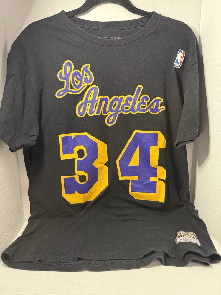Mitchell & Ness Shirt Men’s Large Shaq O’Neal Lakers Name & Number Black Kobe