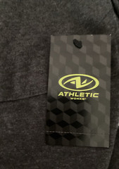 ATHLETIC WORKS DRIWORKS Dark Gray Short Sleeve Crew Neck Pocket T-Shirt Sz XS*