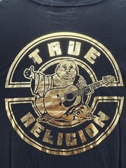 True Religion Metallic TR Seal Graphic Tee – Jet Black – Size Medium – NWT