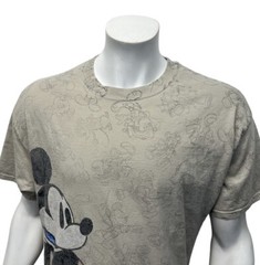 Disney Parks Tan Multi Color Mickey Mouse Graphic Adult T-Shirt Tee Size XL