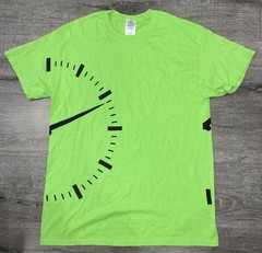 Gildan Men’s Lime Green Clock Short Sleeve T Shirt 100% Cotton Size Medium #566