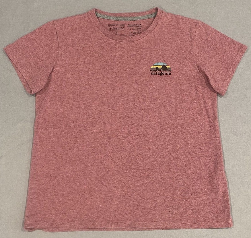 Patagonia Men’s Responsibill-Tee T-shirt S Red Logo Double Sided Outdoor Sports