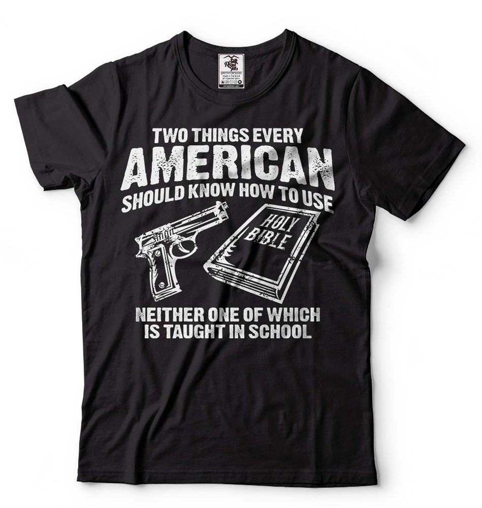 Guns And Holy Bible Shirt American Patriotic Tee 2nd Amendment Pro Gun Gift Tees