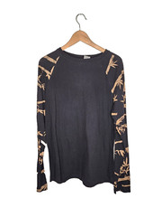 ASOS DESIGN Bamboo Print Long Sleeve Shirt in Black Size L