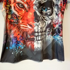 Skeleton/Tiger Graphic Shirt Men’s Large Wicking Poly/Spandex Short Sleeve NWOT