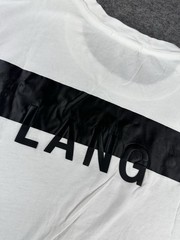 Helmut Lang Mens T Shirt Large White Censor Logo Made in USA Crewneck Stretch