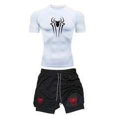 Mens Compression Set Gym Shirt Running Shorts Quick Dry Sportswear