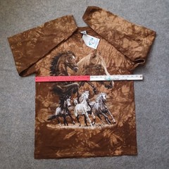 Vtg Back To Earth Nature Wear T Shirt Mens Large Brown Tie Dye Horses USA NWT
