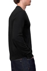 RAG & BONE Men’s Long Sleeve Classic Flame Henley T-Shirt, Jet Black, Size XL