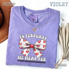 Heart Awareness Month T-Shirt In February We Wear Red Heart Disease Tee