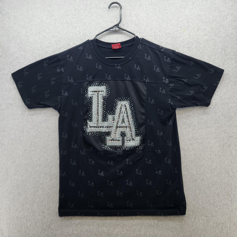 Victorious Shirt Mens XL Black LA Los Angeles Rhinestone All Over Print Tee