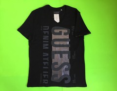 GUESS Los Angeles Mens Short Sleeve T-Shirt Size SMALL Black w/Silver Cotton NEW