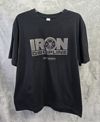 Iron Discipline Gymish Lifestyle Standard Barbell Print Work Shirt Black XL
