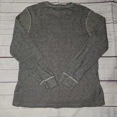 Guess Henley Shirt Mens Medium Gray Black Thermal Waffle Knit Long Sleeve FLAW