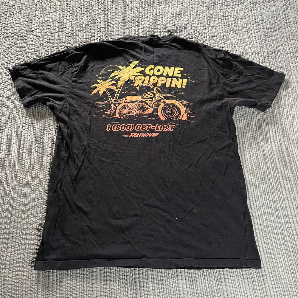 Fasthouse Gone Rippin T-Shirt Black Short Sleeve Graphic Tee Men’s Large