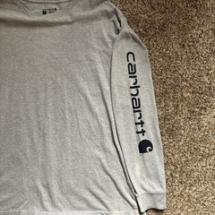 Carhartt Long Sleeve Logo Graphic Shirt Gray Size L Loose Fit TK0231-M Workwear