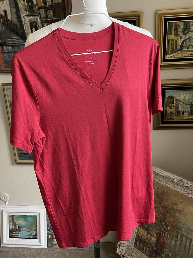 Armani Exchange T-shirt Mens L Made In Peru Cotton Red NWT $30