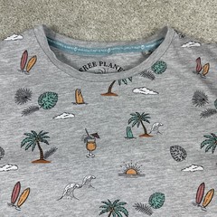 Free Planet Shirt Somen Large Gray Tropical Surf Beach Allover Graphic Tee