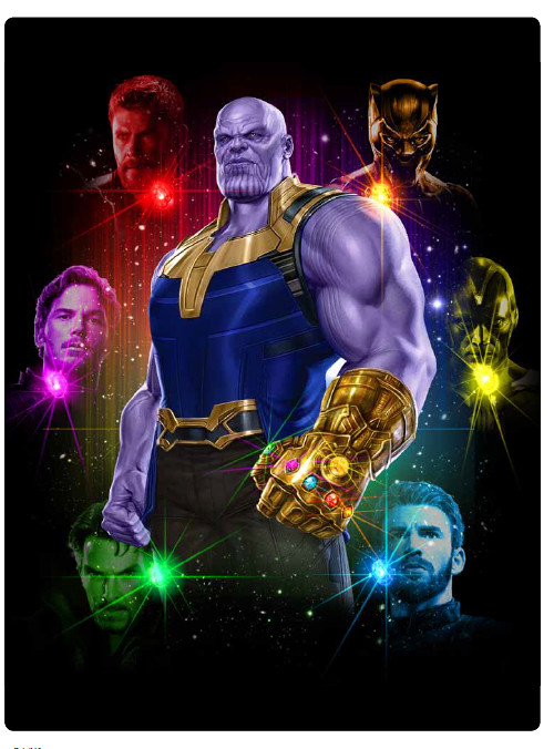 Licensed Avengers Infinity War T-Shirt Thanos with Stones/Heroes size XL