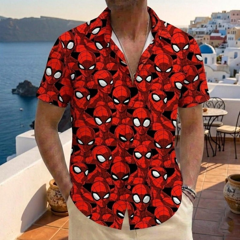 Superhero Spiderman Peter Parker Father’s Day Gift Spidey Aloha Hawaiian Shirt
