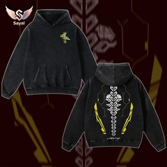 Retro Limited Cyberpunk 2077 Edgerunners Neoncore Hoodie Unisex Acid Washed