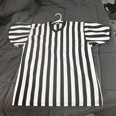 Alleson Athletic Men’s Referee Striped V-Neck T-Shirt Black White Size L