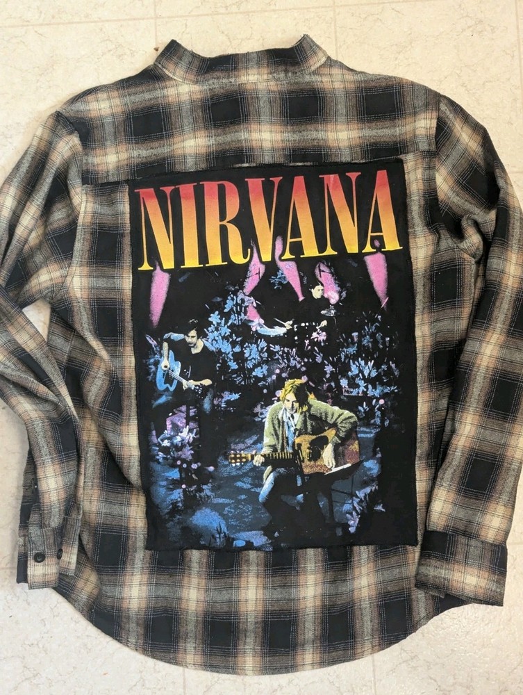 WEIV Los Angeles Custom Nirvana Rock Band Flannel Shirt Men’s L