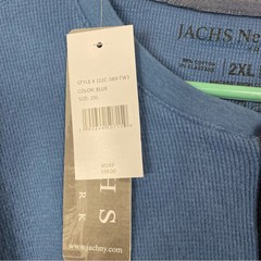 JACHS New York ribbed half Button Long sleeve size 2Xl blue popover shirt