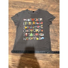 SHEIN Christmas Alphabet Graphic T-Shirt Charcoal Gray Holiday Short Sleeve M