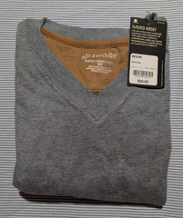 St John’s Bay Sueded Jersey V-Neck Long Sleeved Shirt Medium Gray 100% Cotton