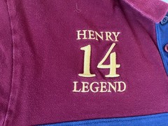 OFFICIAL ARSENAL THIERRY HENRY POLO COLLARED VINTAGE RETRO RARE LEGEND SHIRT UK