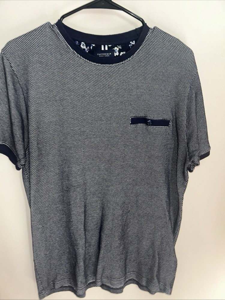 Cactus Man Ricky Singh Men’s Geometric Knit Tee Button Pocket L Short Sleeve