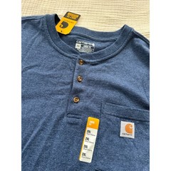 Lot of 2 NEW Carhartt Henley T-Shirt Green Blue Loose Fit Pocket Workwear 2XL