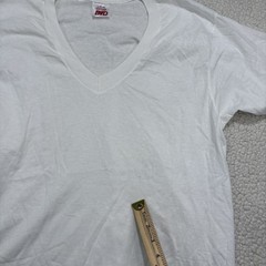2 Vtg BVD Mens White V Neck T-Shirts Cotton Size Large (42-44) 90s Single Stitch