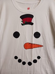 Hanes 48″ Chest Adult XL White T Shirt Christmas Snowman Cosplay Costume