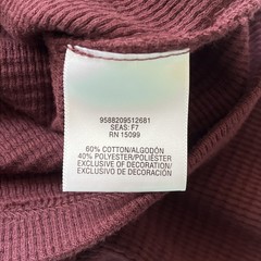 Men’s Thermal Waffle Knit Shirt XL Burgundy Crewneck Layer Banded Cuffs Workwear