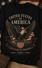 American Eagle 1776-2026 Commemorative T-Shirt Vintage Patriotic Design