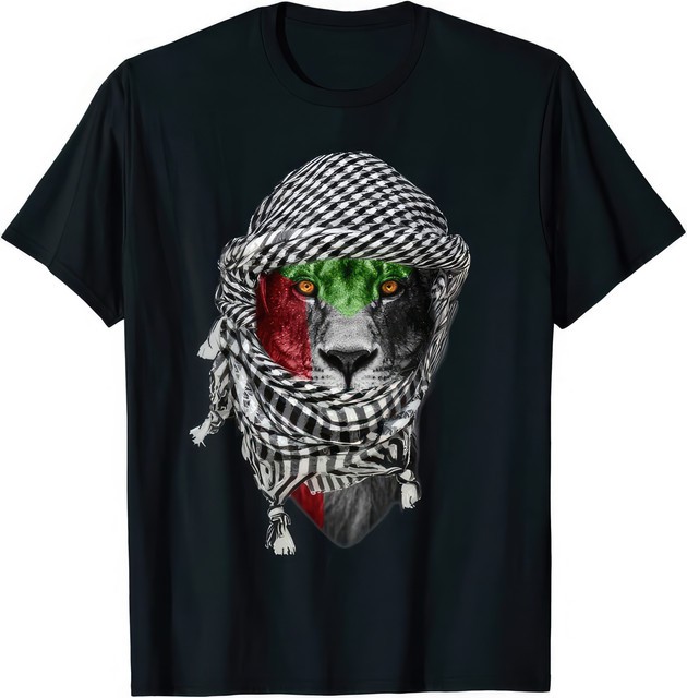 Free Palestine Palestinian Lion Flag Solidarity Graphic Men T-Shirt